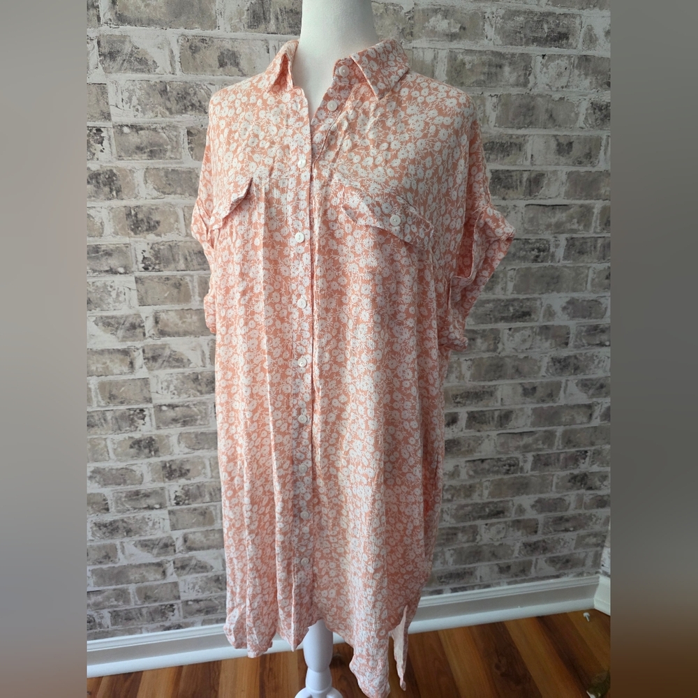 NWT Lost + Wander Asymmetrical Button Up Floral Oversized Dress Size M/L